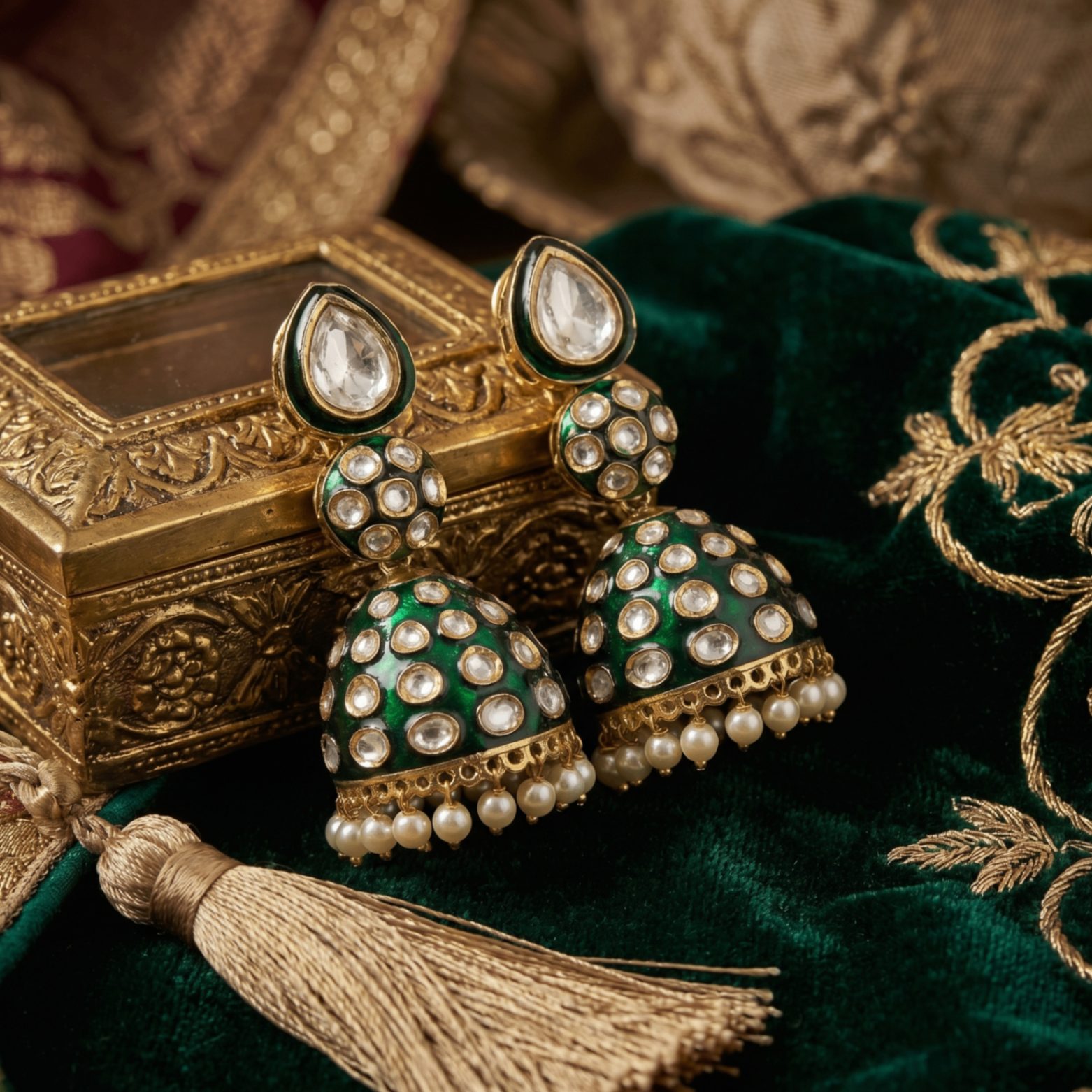 Earrings — Statement jhumkas & studs by Gyllvana Shine Ahmedabad