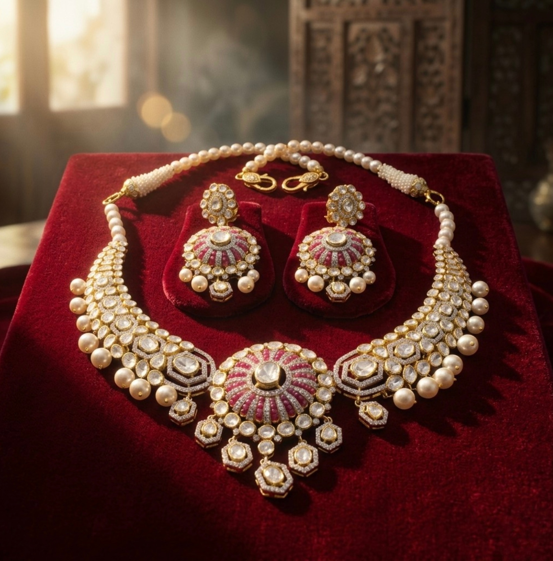 92.5 Silver Polki — Sterling silver polki sets by Gyllvana Shine Ahmedabad
