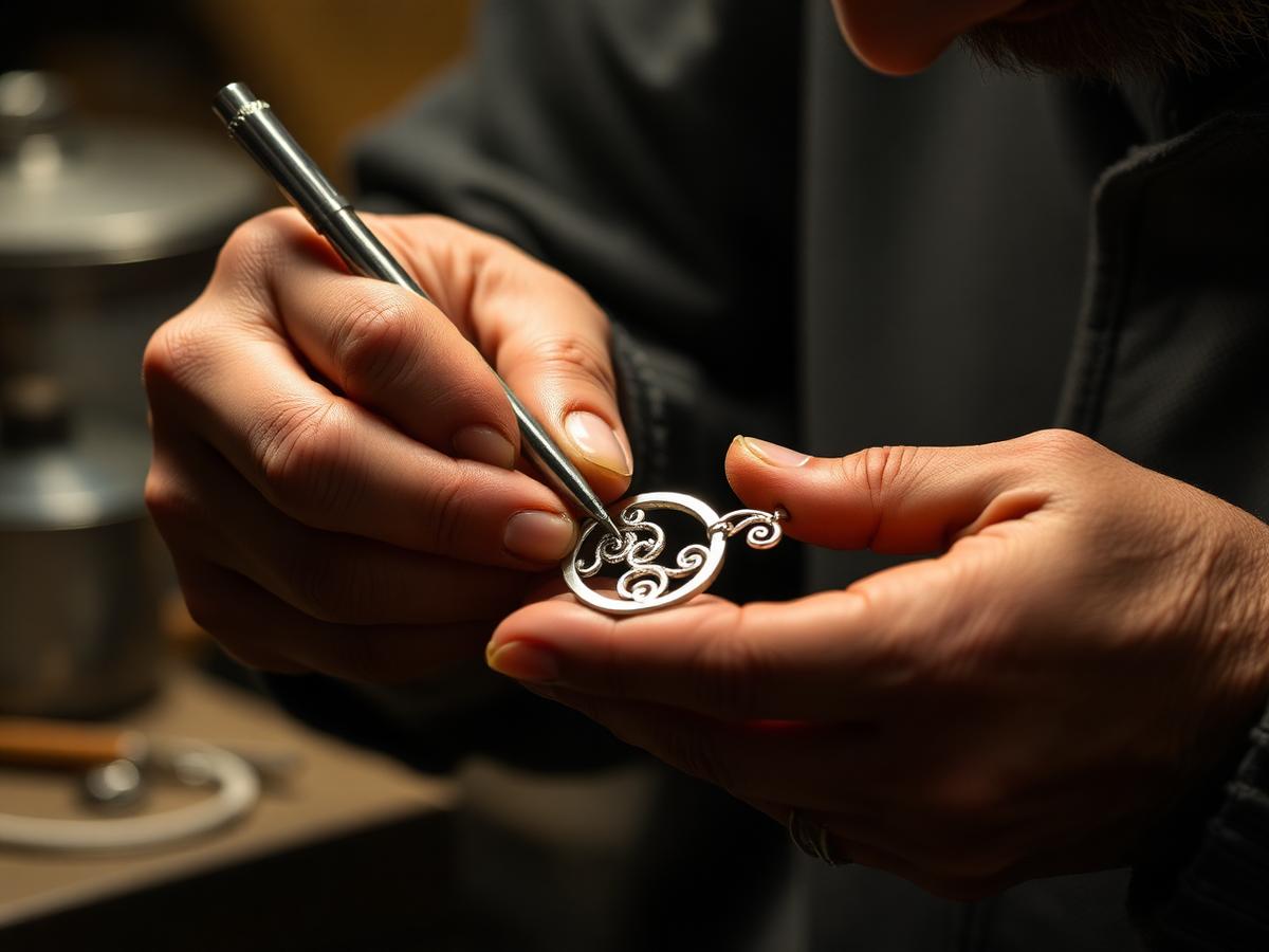 Artisan handcrafting 92.5 silver jewelry at Gyllvana Shine, Ahmedabad